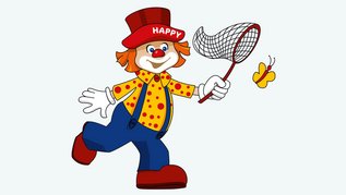 Bastelvorlage für Kinder - ein Frühlingsbaum mit Familotel Clown Happy