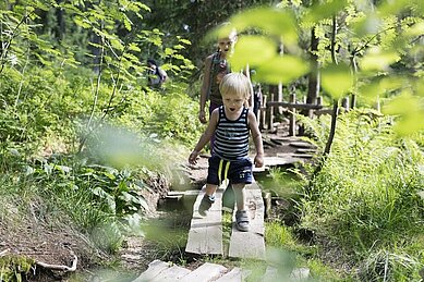 Ein Mann und eine Frau beim Wandern in der Natur rund um das Familienhotel Feldberger Hof im Schwarzwald 