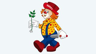 Eine Anleitung, wie Kinder ganz einfach Kresse ziehen können und Clown Happy eine neue Frisur machen können